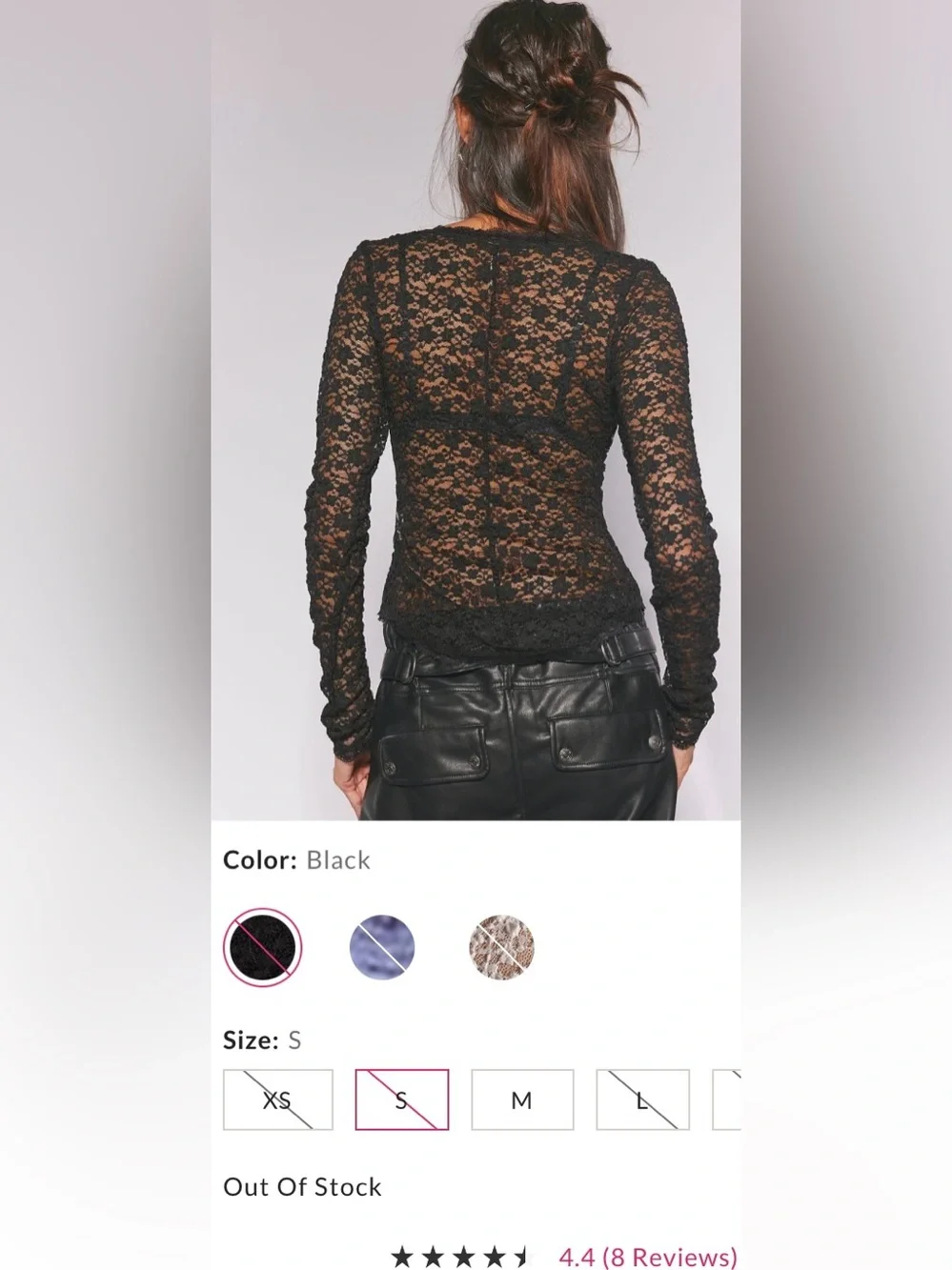 Free People ~ Lara Lace Top ~ S ~ Black ~ NWT** - Picture 5 of 12
